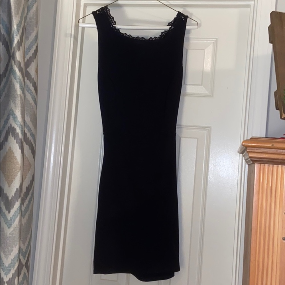 Lulus Fitted Black Dress w/ Open Back